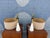 White Pair of Sculptural Mid-Century Modern Table Lamps With Pleated White Bases and Brass Accents For Sale - Image 8 of 10