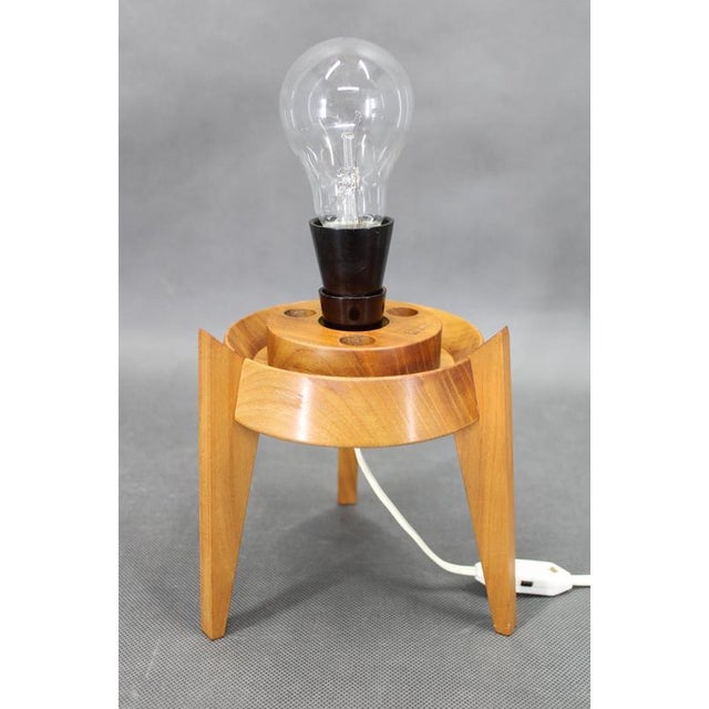 1960s Mid-Century Uluv Table Lamp in Maple Wood and Glass, Czech, 1960s For Sale - Image 5 of 12