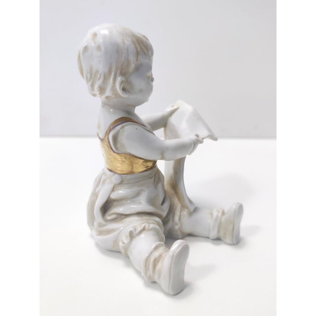 1960s Vintage Ceramic and Gold Decorative Figurine from Capodimonte, 1960s For Sale - Image 5 of 11