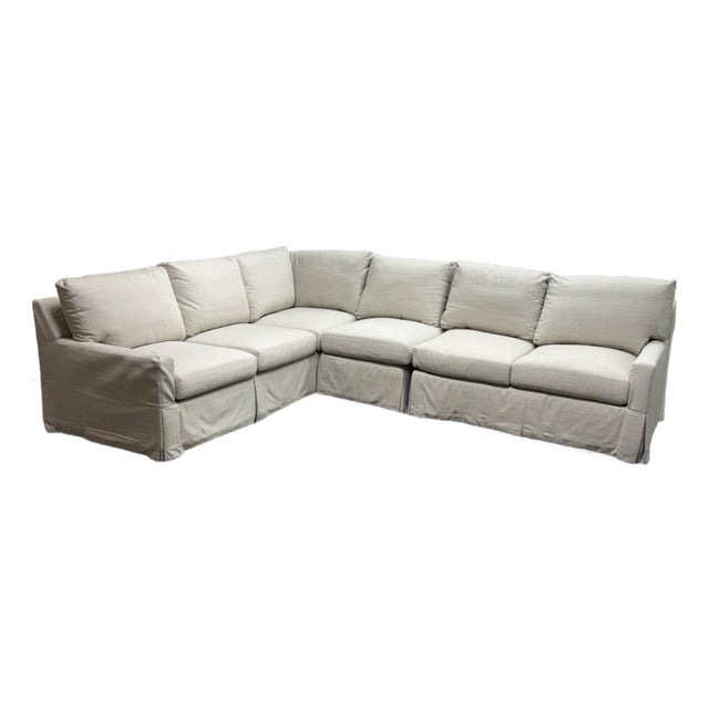 Lee Industries With Marie Flora Linen Coverall Sectional For Sale