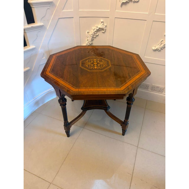 Antique Victorian Octagonal Rosewood Marquetry Centre Table, 1880s For Sale - Image 12 of 12