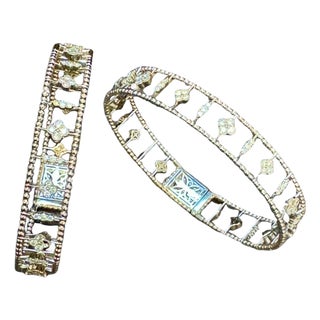 2 Ct Brilliant Cut Diamond Metro Women 14 Kt White Gold Diamond Bangle Bracelet For Sale