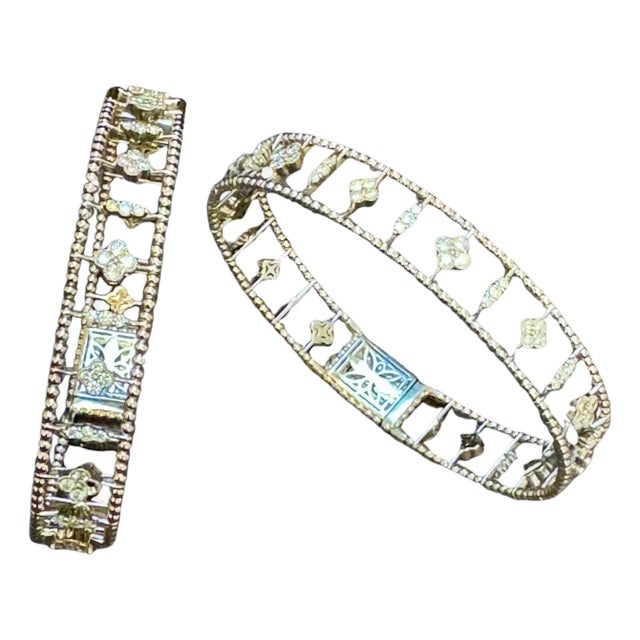 2 Ct Brilliant Cut Diamond Metro Women 14 Kt White Gold Diamond Bangle Bracelet For Sale