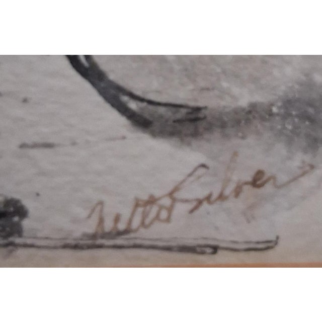 1950s Fine Grisaille Watercolors by a Travelling Artist Signed - Set of 4 For Sale - Image 6 of 8