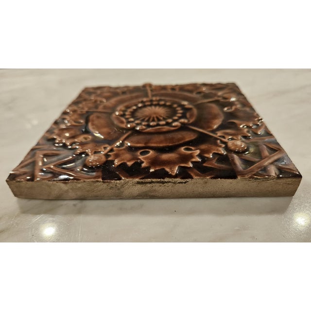 Brown 3 Brown "Tudor Rose" Tiles For Sale - Image 8 of 16