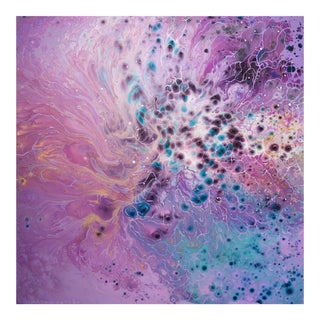 Emma Lindström, Pink Blue Purple Modern Abstract Atomic Cosmic Fluid Art Painting Swedish Artist, 2016 For Sale