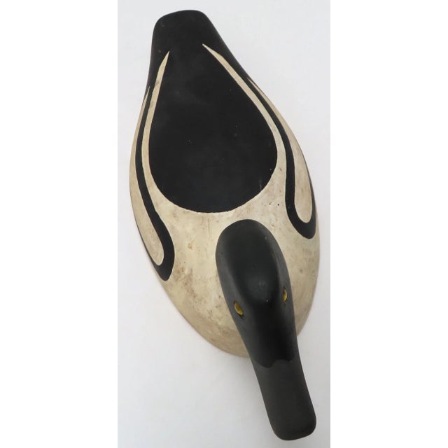Mid 20th Century Vintage Hand Carved & Hand Painted Pine Wood Duck Decoy From Maine For Sale - Image 5 of 13