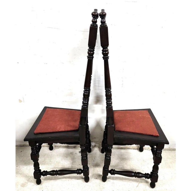 Brown Antique Hall Chairs Walnut Dining Accent Pair For Sale - Image 8 of 12