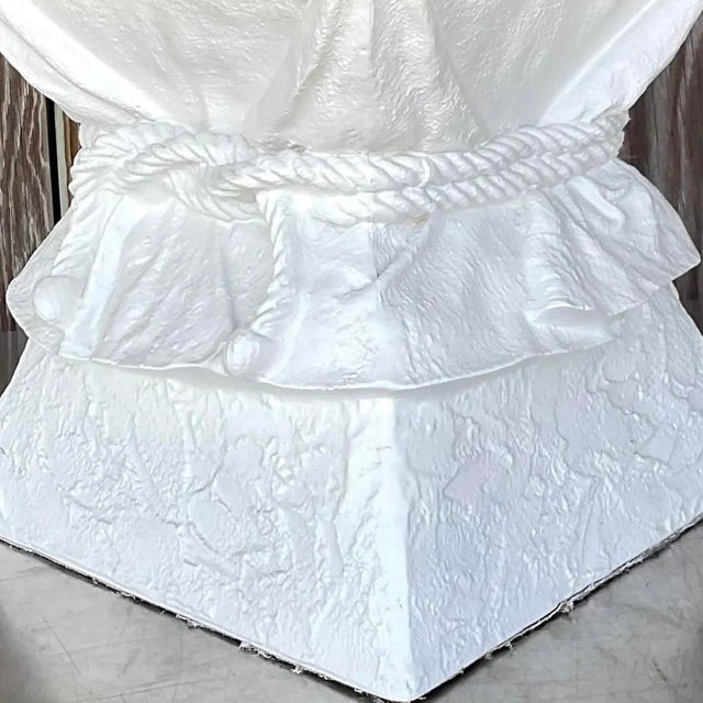 Vintage Boho Plaster Tie Low Stool After John Dickinson For Sale - Image 10 of 13