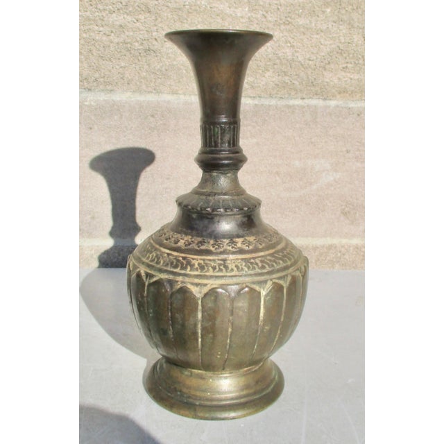 Indian Indian Mughal "Surahi" Bottle Bronze 18th-Century For Sale - Image 3 of 8