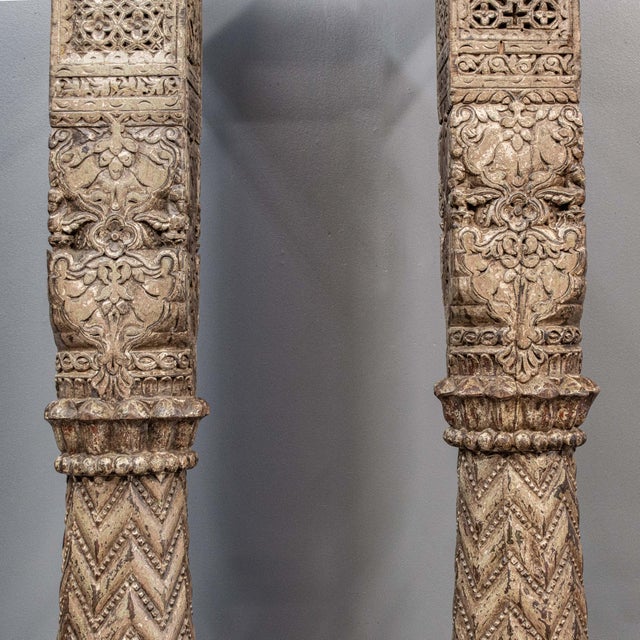 Antique Pair of Mughal Style Pillars From India For Sale - Image 4 of 14