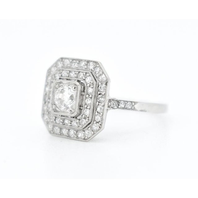 Art Deco Art Deco Octagonal Engagement Ring, Platinum and Diamonds, French 1925, Size 5.25 For Sale - Image 3 of 6