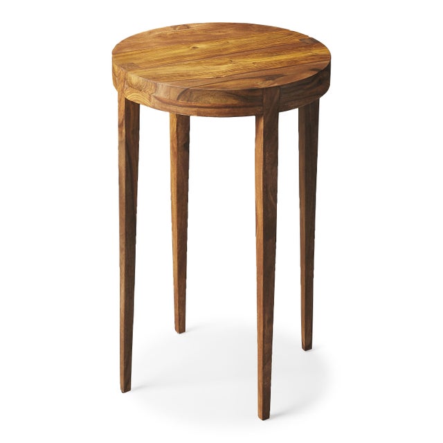 Spritely Home Accent Furniture Cagney 14 in. W Round Solid Wood Side Table, Brown For Sale - Image 4 of 4