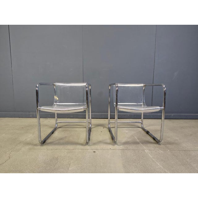 Acrylic Glass and Tubular Chrome Armchairs, 1970s, Set of 2 For Sale - Image 11 of 14