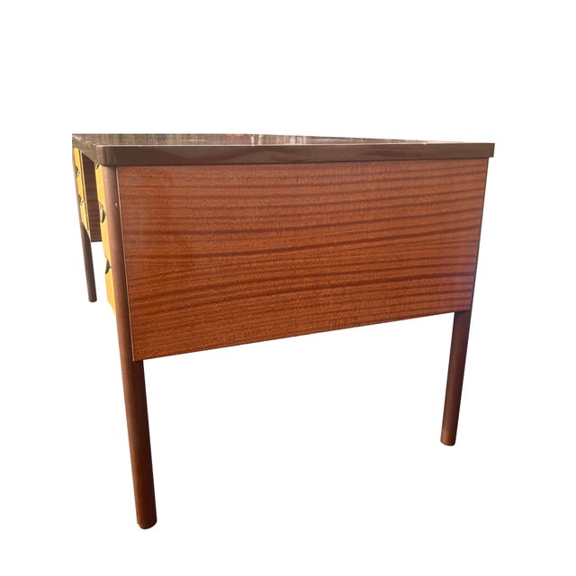 Vintage Modern Italian Designer Desk With Brass Pulls in Herman Miller Style For Sale - Image 13 of 16
