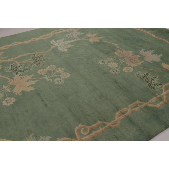Rug & Kilim Rug & Kilim’s Chinese Art Deco Inspired Rug, Green With Elegant Vine Scroll For Sale - Image 4 of 8