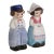 Mid 20th Century Dutch Boy and Girl Ceramic Salt and Pepper Shakers Hand Painted - Set of 2 For Sale