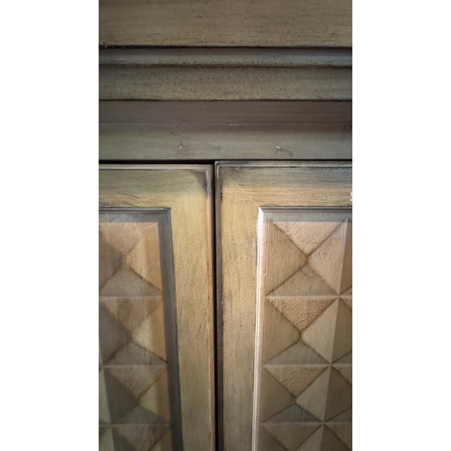 1990s Drexel Heritage Corbel Collection Carved Wood Entertainment Armoire For Sale - Image 10 of 12