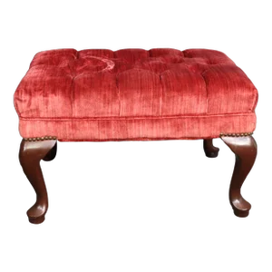 Queen Anne Style Tufted Upholstered Footstool