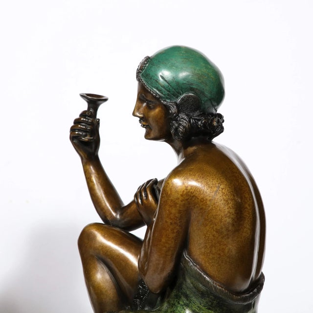 1920s Art Deco Bronze & Copper Sculptures of Seated Flappers by Ferdinando De Luca For Sale - Image 5 of 12