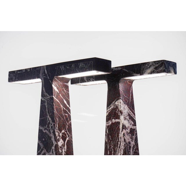Marble Table Lamps in Rosso Levanto Marble by Silvio Piattelli, Set of 2 For Sale - Image 13 of 18