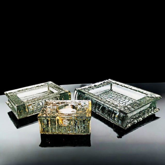 Very Rare Set of 3 Ashtrays in Murano Glass by Antonio Imperatore. Amazing handcrafting that has formed this stunning Book...