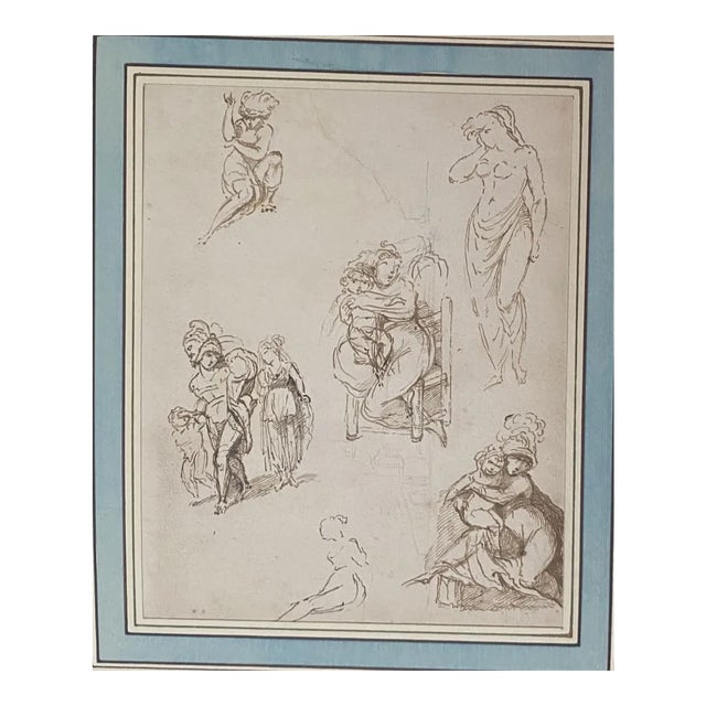 Unknown - Figure - Original Ink Drawing - 19th Century For Sale