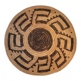 Early 20th Century Large American Hand Woven Geometric Basket For Sale