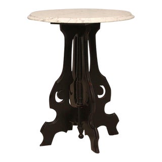 Antique 19th Century Victorian Marble Top Parlor Lamp Table For Sale