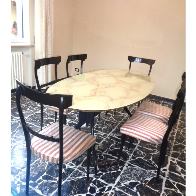 Paolo Buffa Table and Chairs in the style of Paolo Buffa, 1950s, Set of 7 For Sale - Image 4 of 11