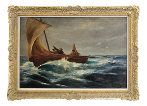 Charles Napier Hemy, Making the Run for Home, Cornwall Coast, 1915, Oil Painting, Framed