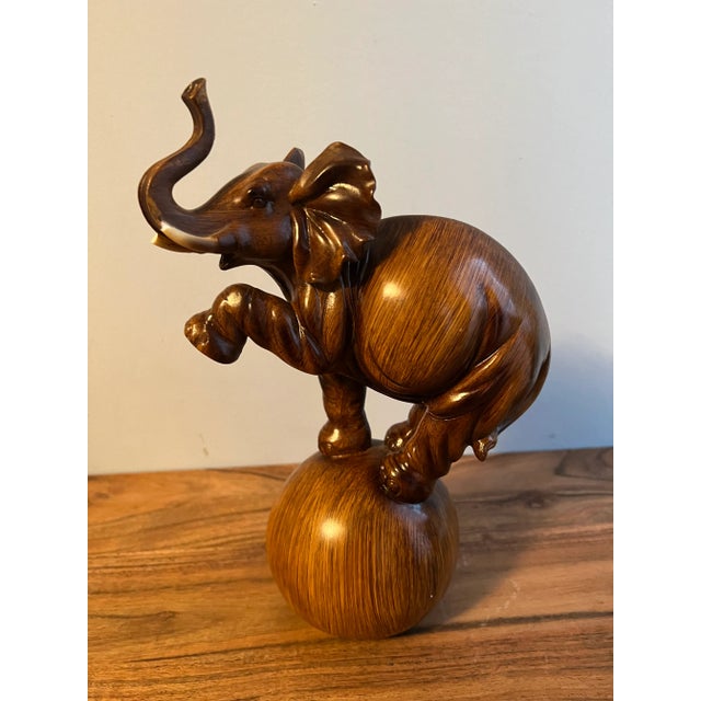 1950s 1950s Wooden Elephant on Ball Sculpture For Sale - Image 5 of 11