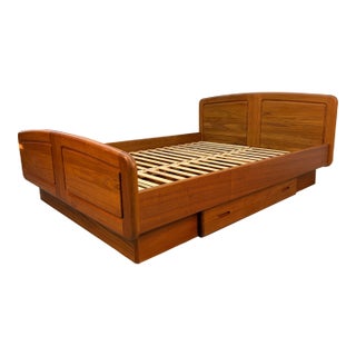 Mid-Century Modern Danish Teak Platform Bed W/ Storage For Sale