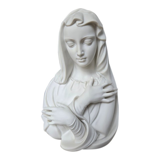 Mid 20th Century Edward Marshall Boehm Bisque Porcelain Madonna Bust For Sale