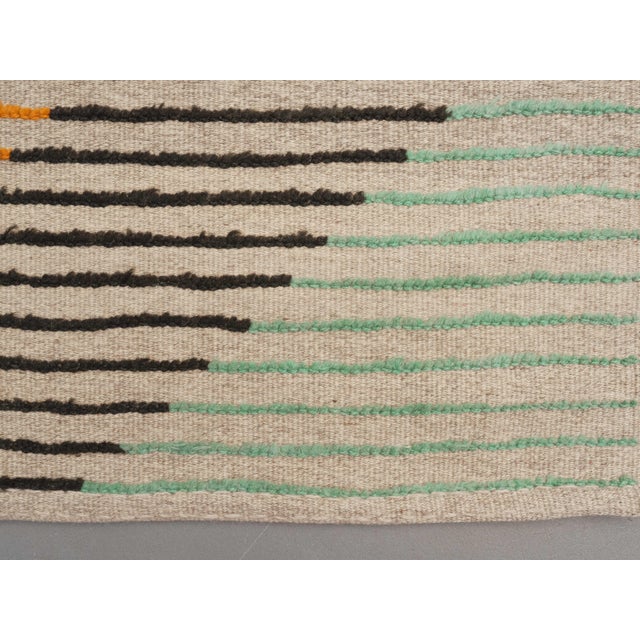 Textile 1970s Vintage Handmade Wool Cotton Orange Blue Runner Rug For Sale - Image 7 of 11