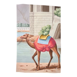 Hand Painted Scenic Wallpaper Sample, Luxury Camel Landscape Wall Mural Sample, Decorative Wallcovering For Sale