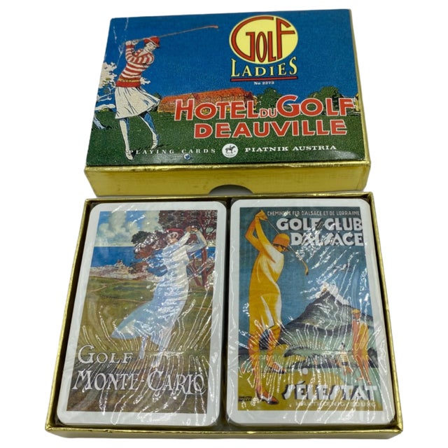 Vintage Piatnik Luxury Hotel Du Golf Deauville France Playing Cards Double Deck For Sale - Image 11 of 12