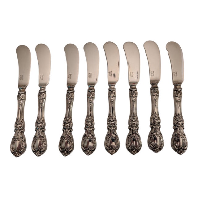 Early 20th Century Reed & Barton "Francis I" All Sterling Silver Butter Spreaders, Old Mark, Lot of 8 For Sale