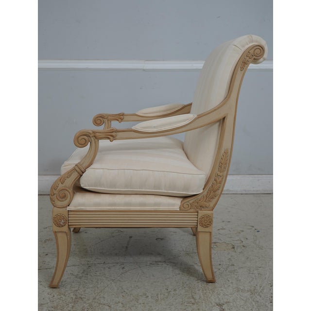 Traditional Pair of Century Upholstered French Regency Open Armchairs For Sale - Image 3 of 18