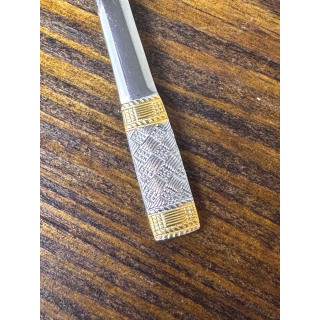 1990s Wallace Golden Corsica Gold Accent 18/10 Stainless Steel Flatware Set for 12, 64 Piece For Sale - Image 12 of 16