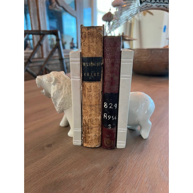 Vintage Carved Stone Lion Bookends For Sale - Image 4 of 10