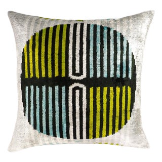 Tamga Silk Velvet Ikat Throw Pillow Cover, 20 X 20 For Sale