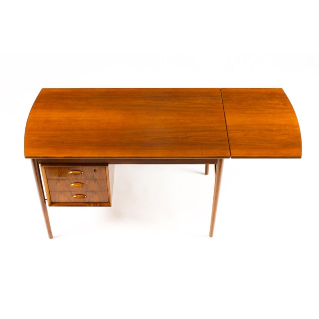 1960s Danish Modern / Mid Century Walnut Drop Leaf Writing Desk Attributed to Erik Buch for o.d. Møbler For Sale In Los Angeles - Image 6 of 12