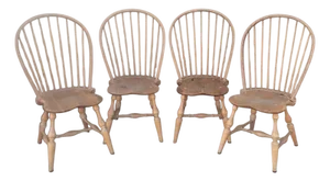 Mid 20th Century Set of Four Natural Bowback Windsor Chairs