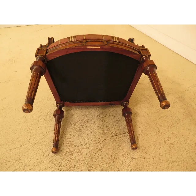 2000s French Louis XV Style Striped Upholstered Arm Chair For Sale - Image 10 of 11