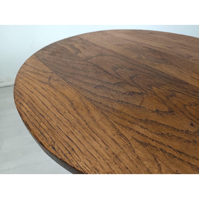 Tan Brutalist Oak Pedestal Table attributed to Charles Dudouyt, 1940s For Sale - Image 8 of 15