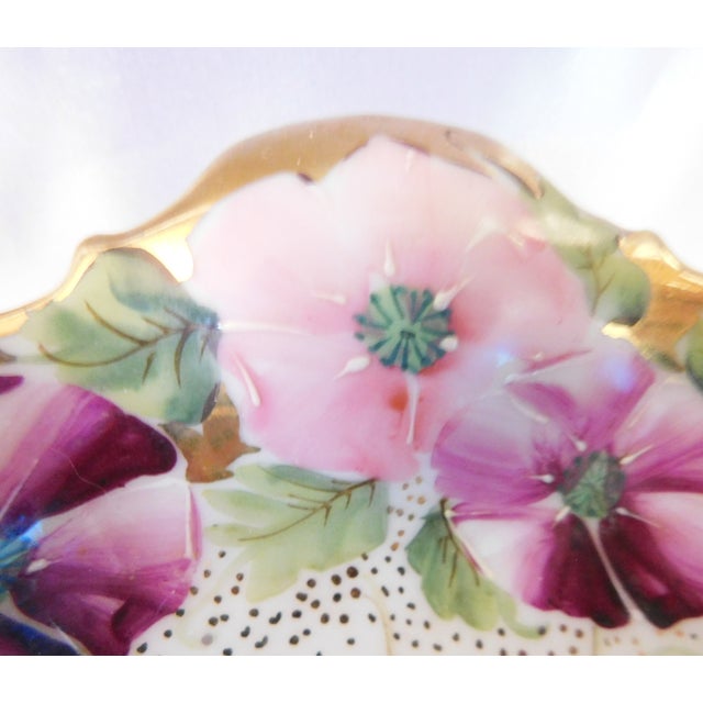 Contemporary 1910s Bowl of Light and Dark Pink Flowers With Painted Details For Sale - Image 3 of 5