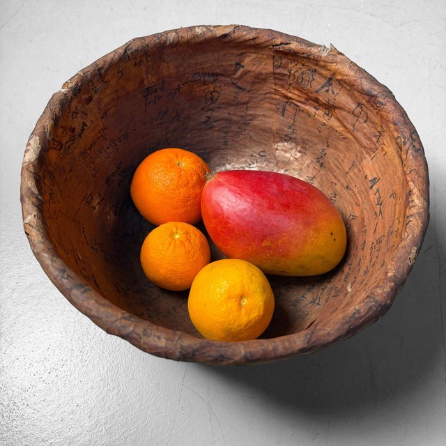 1950s Japanese Bamboo Baske with Washi and Calligraphy, 1950s For Sale - Image 5 of 11