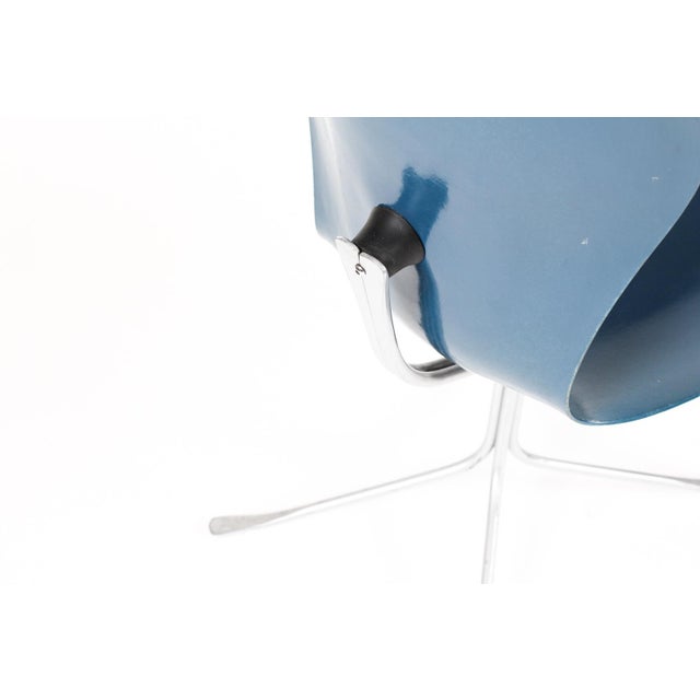 Plastic Mid Century Vintage Space Age Ion Chair — Gideon Kramer Attributed— Blue Fiberglass For Sale - Image 7 of 10