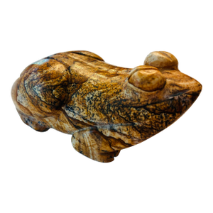 Vintage Hand Carved Jasper Stone Frog Figurine